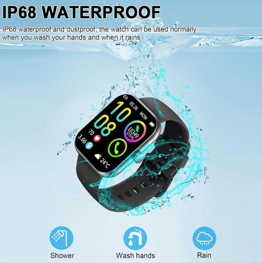Black Smartwatch with Fitness Tracking and Heart Rate Monitor
